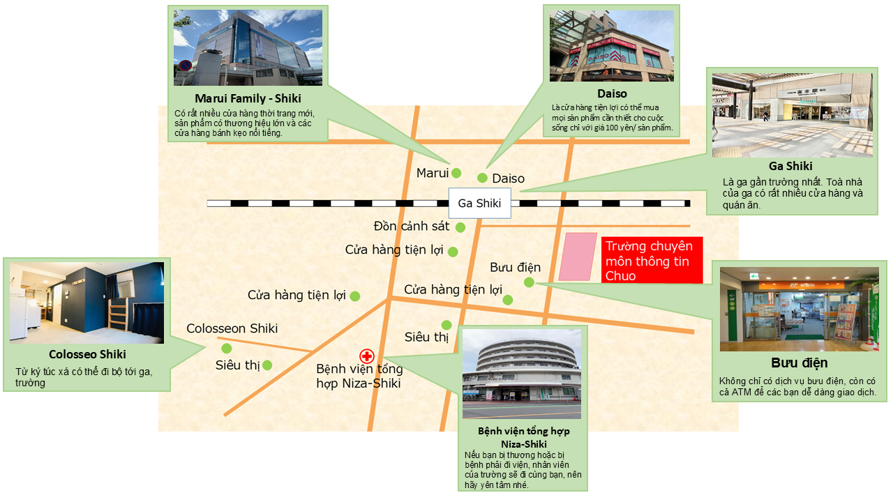 Bản đồ xung quanh trường